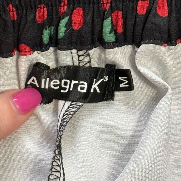 Allegra K Navy Blue Cherries Tie Shorts Sz M - Picture 6 of 9